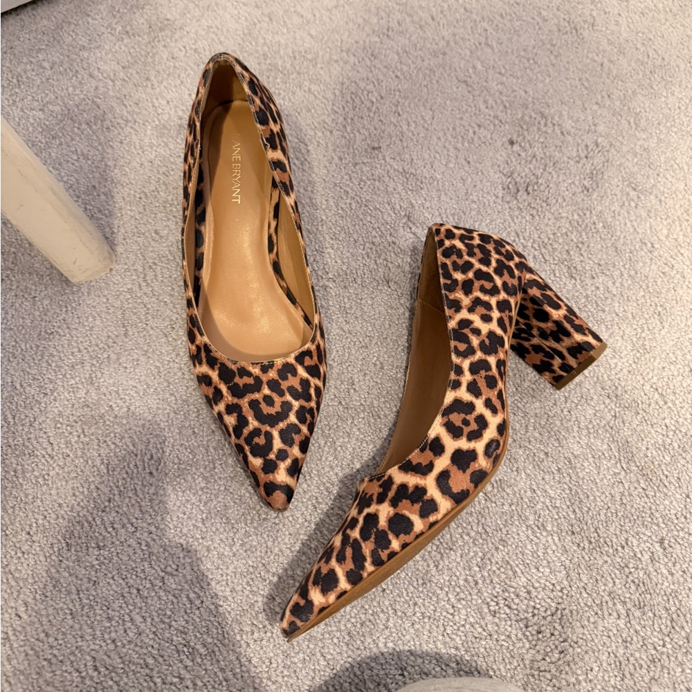 11W Leopard Print Block Heel Pumps Lane Bryant